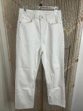 Weekday Rowe Extra High Cream Straight-Leg Jeans